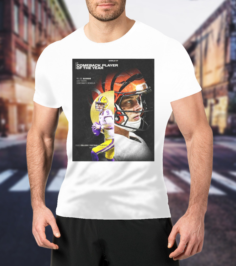 AP Comeback Player Of The Year Joe Burrow LSU Tigers Cincinnati Bengals 2020 College Football Playoff National Champion T-Shirt