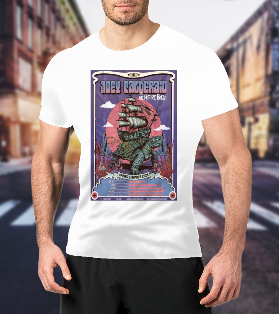 Joey Calderaio And The Future Buds Spring & Summer 2025 Tour Turtle Ship Fantasy Artwork T-Shirt