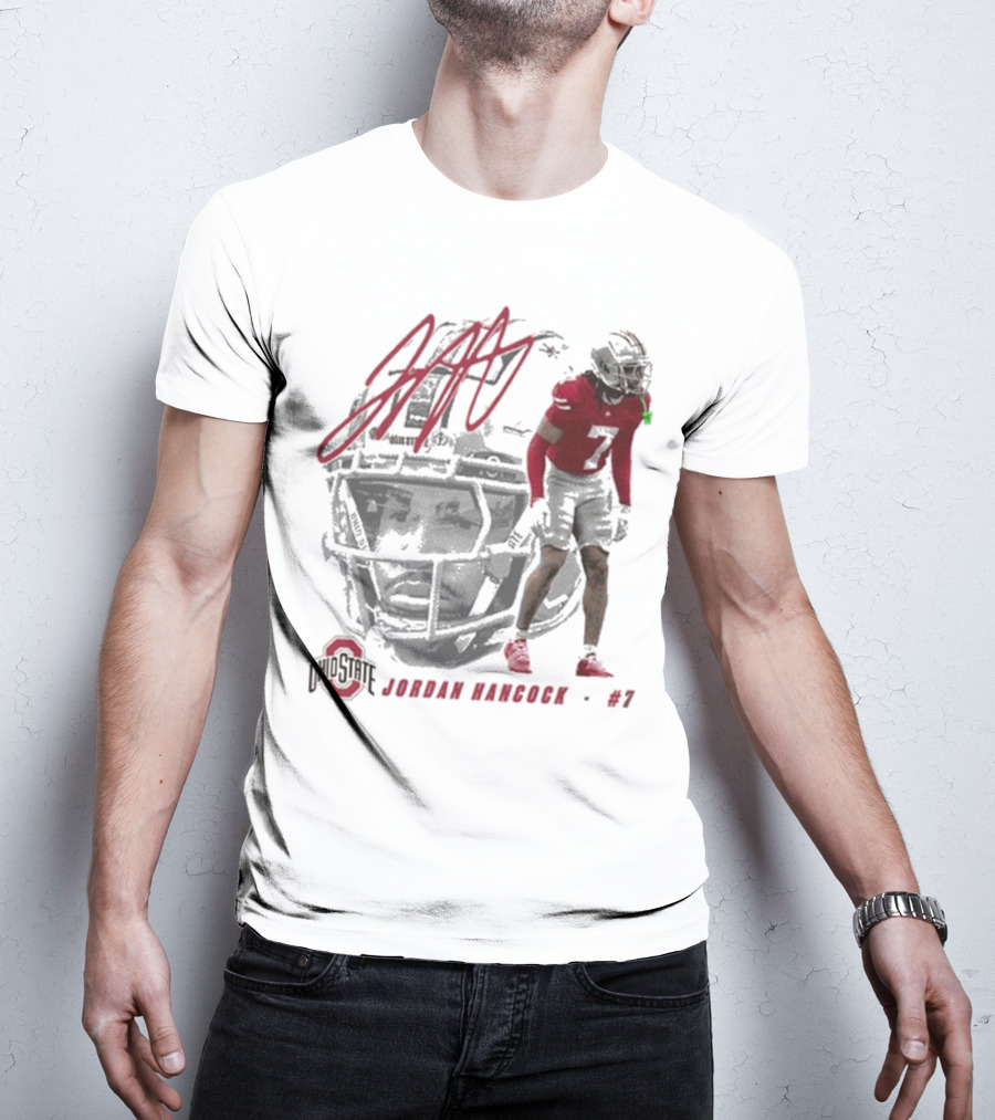 Ohio State Football Jordan Hancock #7 Player Signature T-Shirt