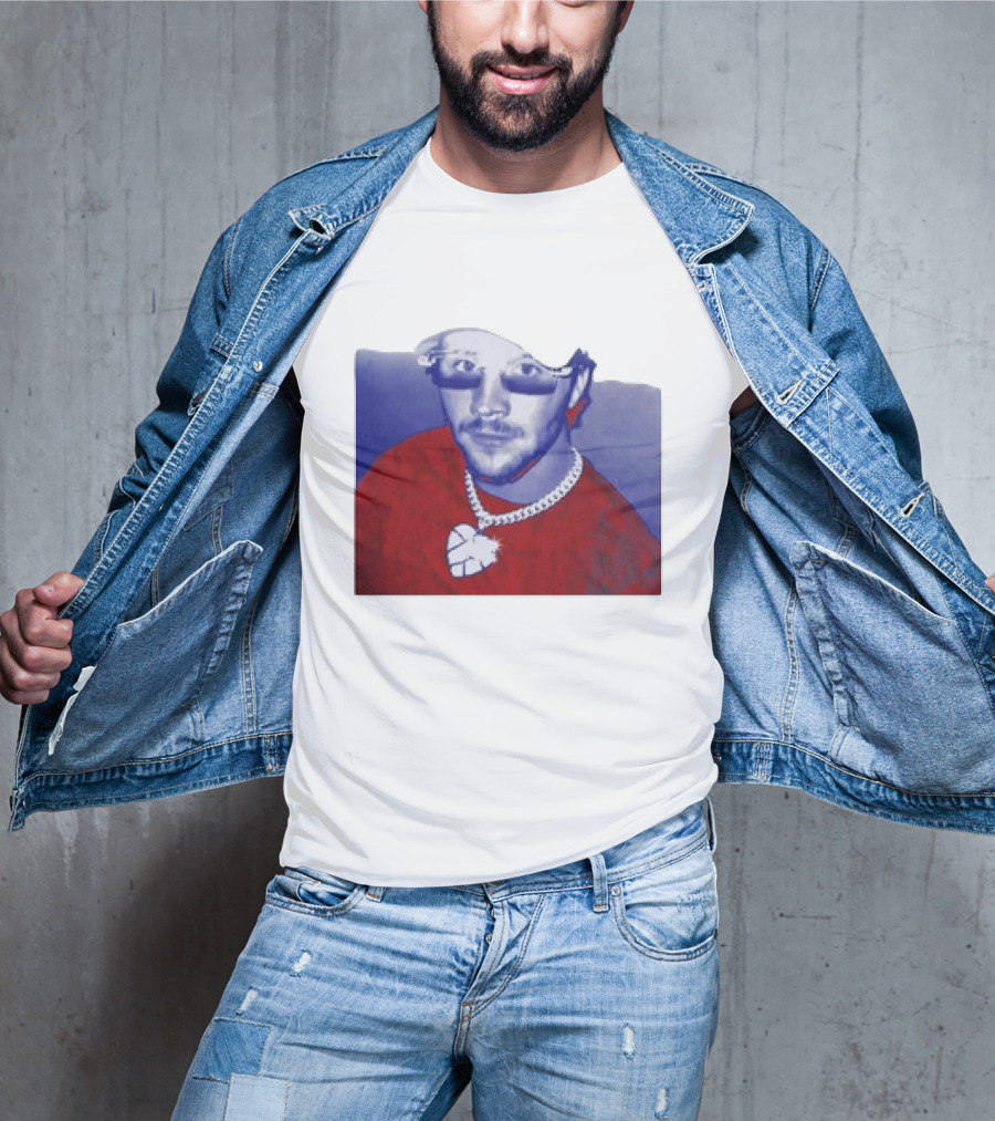 Josh Allen JA Sunglasses Blue Red Heart Necklace T-Shirt