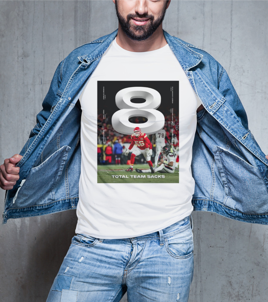 Kansas City Chiefs 8 Total Team Sacks George Karlaftis Chris Jones Charles Omenihu NFL Football T-Shirt