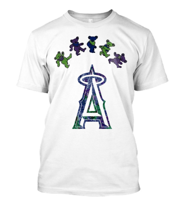 Los Angeles Angels Grateful Dead Night 2025 Dancing Bears And Halo Symbol T-Shirt
