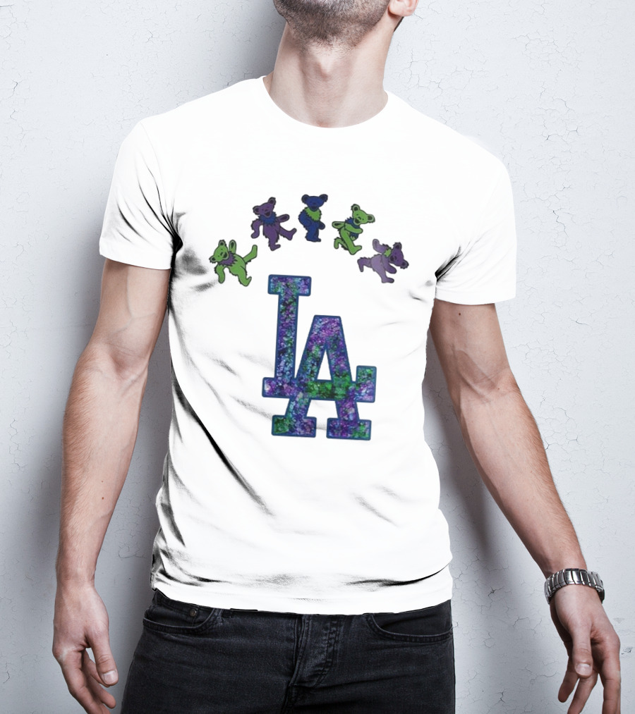 Los Angeles Dodgers Grateful Dead Night 2025 LA Logo Dancing Bears T-Shirt