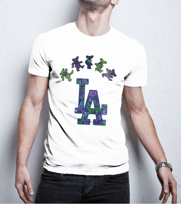 Los Angeles Dodgers Grateful Dead Night 2025 LA Logo Dancing Bears T-Shirt