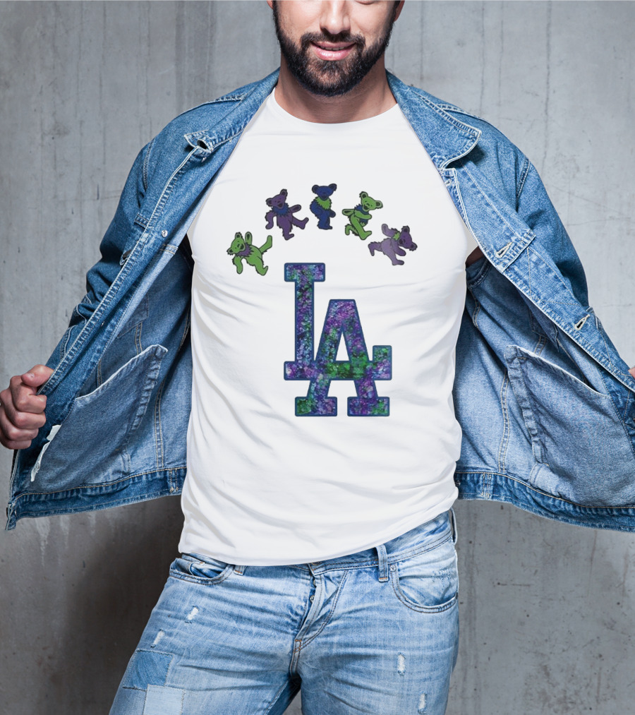 Los Angeles Dodgers Grateful Dead Night 2025 LA Logo Dancing Bears T-Shirt