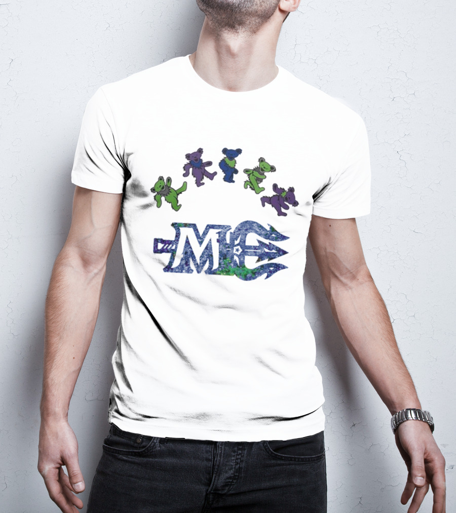 Maine Mariners Grateful Dead Night 2025 Dancing Bears Emblem T-Shirt