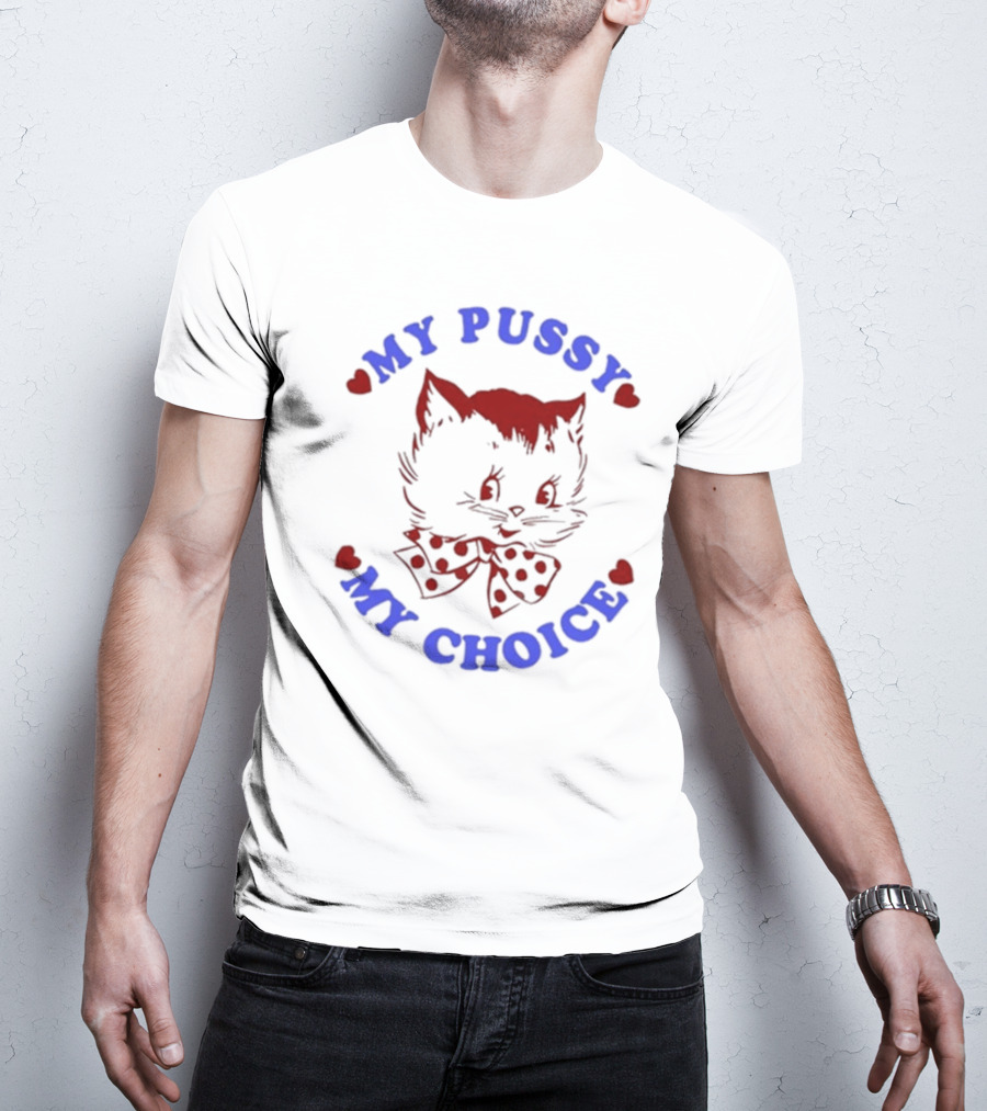 Maison Rapito My Pussy My Choice Cat Drawing And Polka Dot Bow T-Shirt