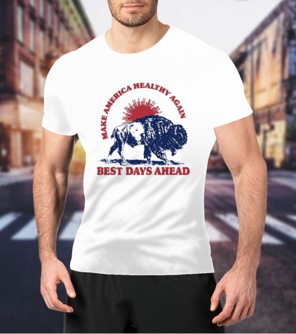 Make America Healthy Again Best Days Ahead Buffalo Bison Sunburst T-Shirt