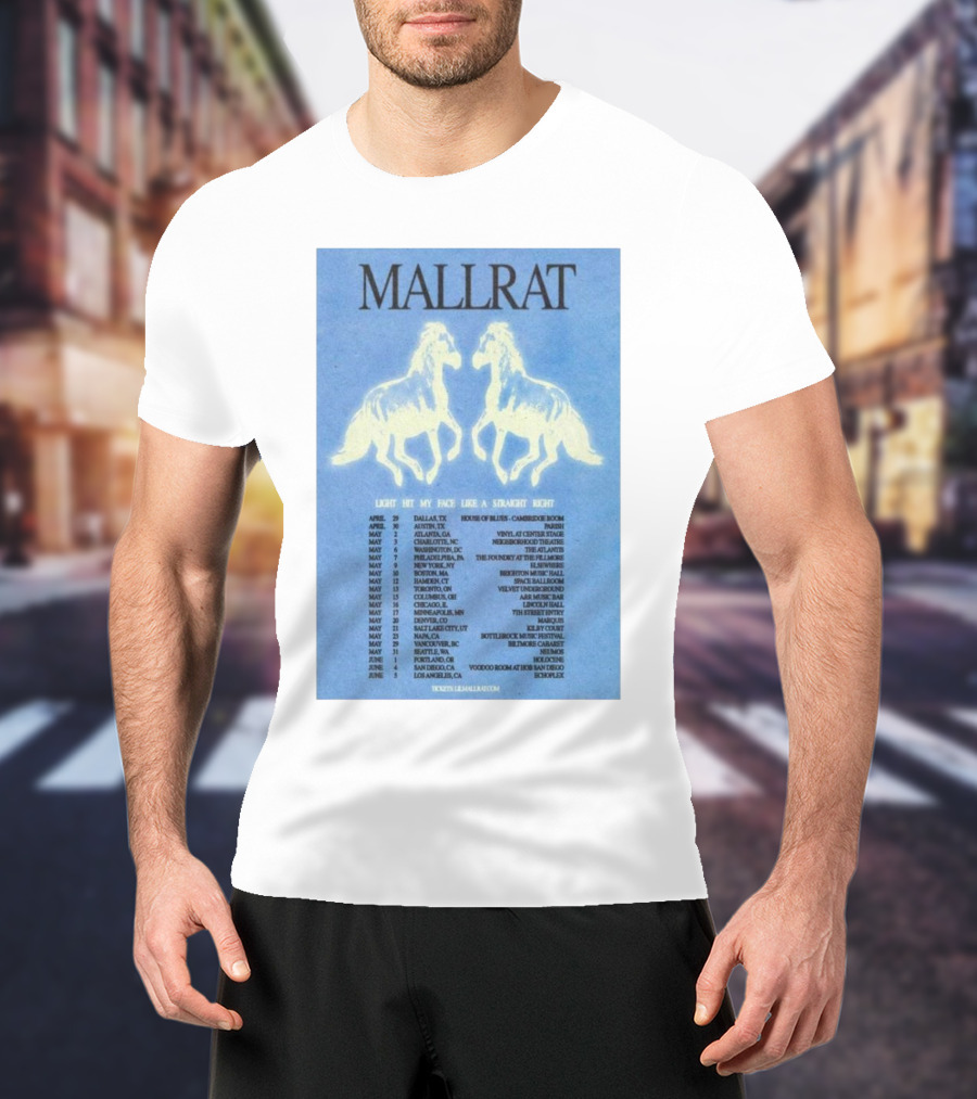 Mallrat Tour 2025 Light Hit My Face Like A Straight Right April May June T-Shirt