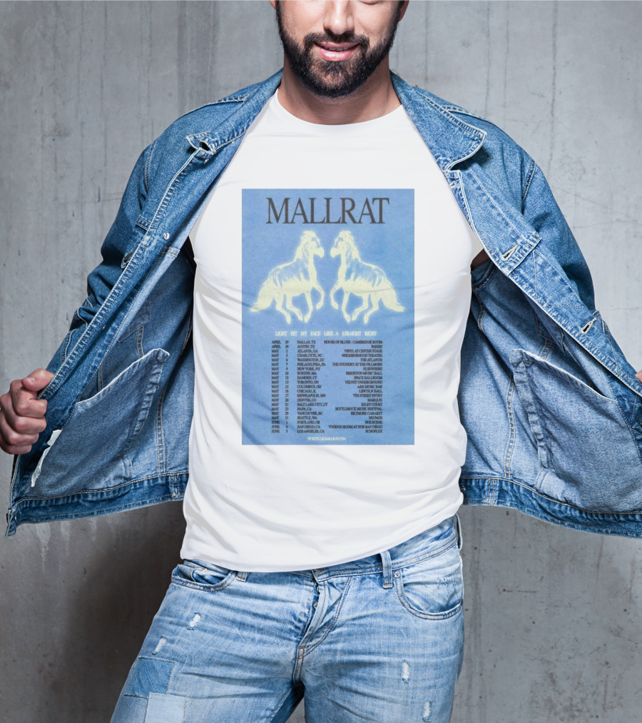 Mallrat Tour 2025 Light Hit My Face Like A Straight Right April May June T-Shirt