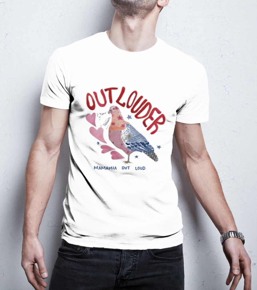 Mamamia Out Loud Outlouder Pigeon With Hearts And Stars T-Shirt