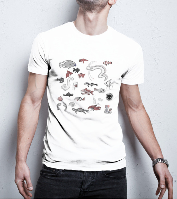 Marine Life Crustaceans And Fish Collection T-Shirt