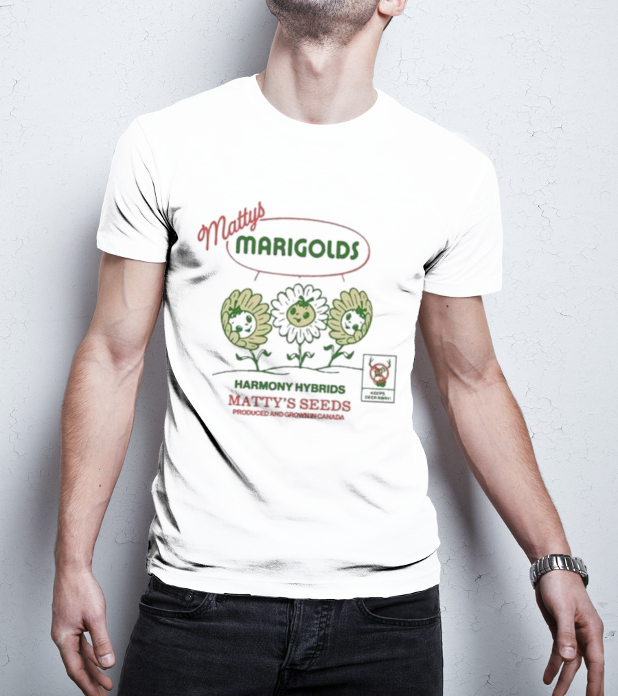 Matty's Marigolds Harmony Hybrids Matty's Seeds Produced And Grown In Canada T-Shirt
