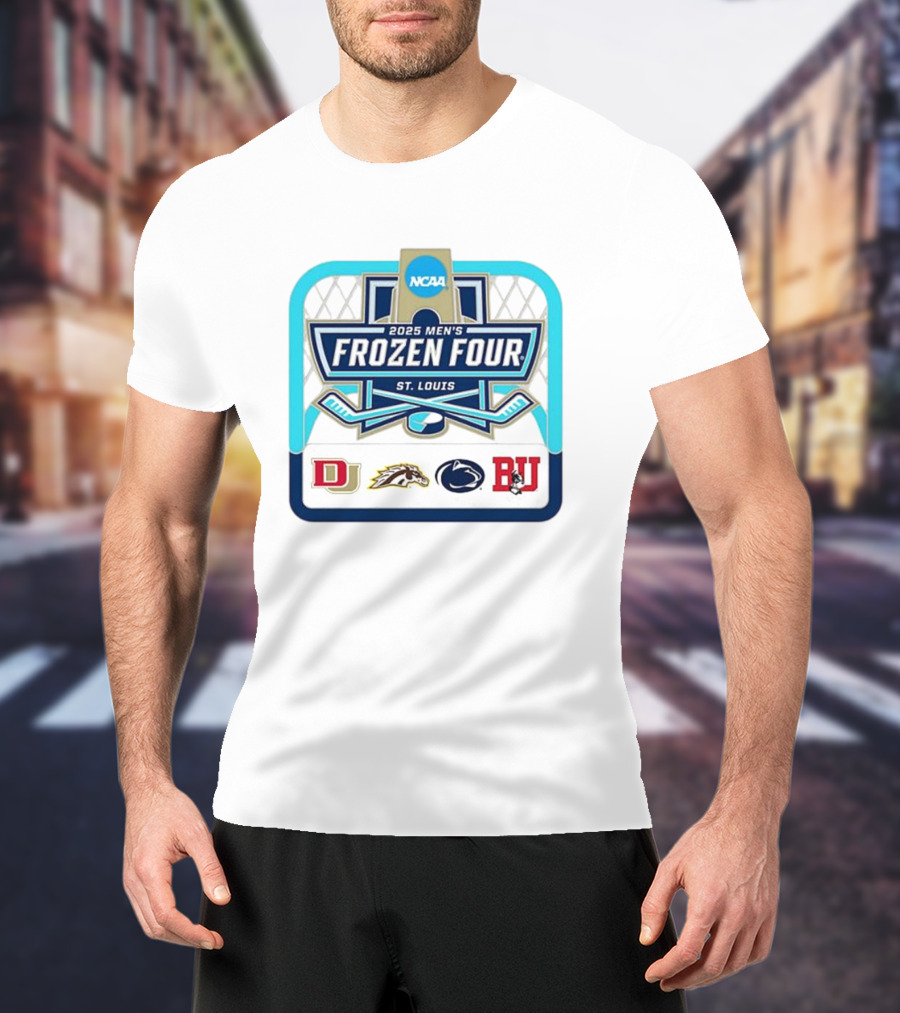 NCAA 2025 Men's Frozen Four St. Louis Denver Western Michigan Penn State Boston University T-Shirt