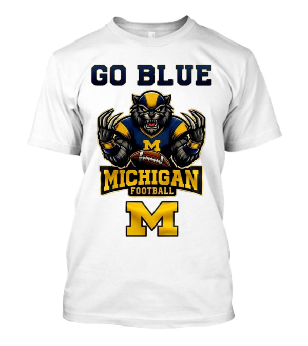 Go Blue Michigan Football Wolverine Mascot M T-Shirt
