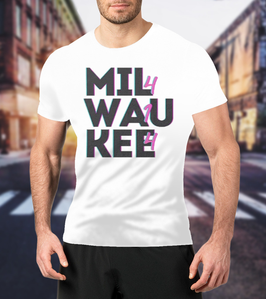 Milwaukee 414 Vintage Neon Typography Bold Statement T-Shirt