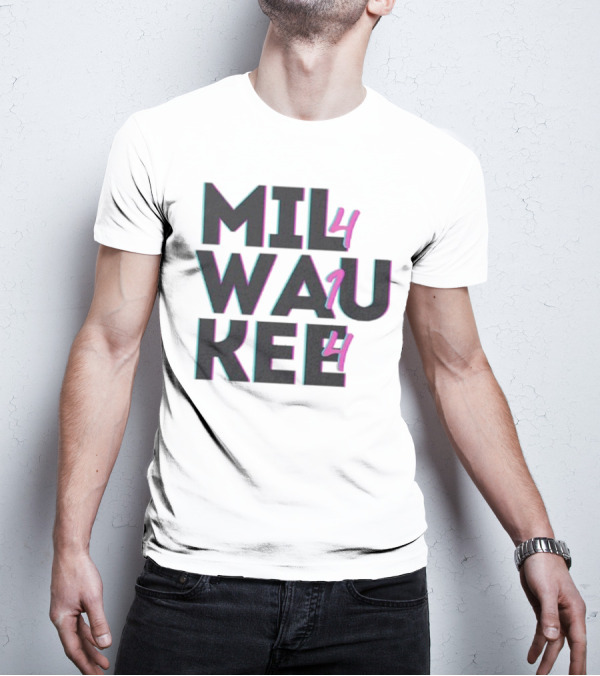 Milwaukee 414 Vintage Neon Typography Bold Statement T-Shirt