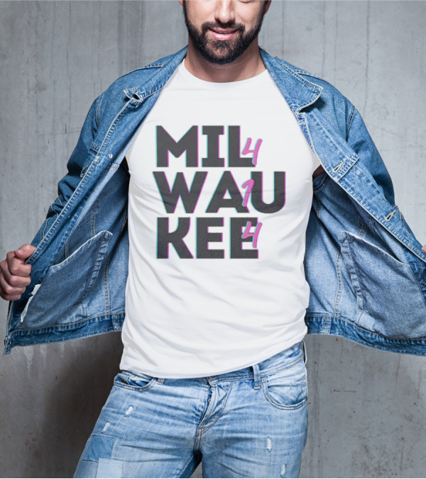 Milwaukee 414 Vintage Neon Typography Bold Statement T-Shirt