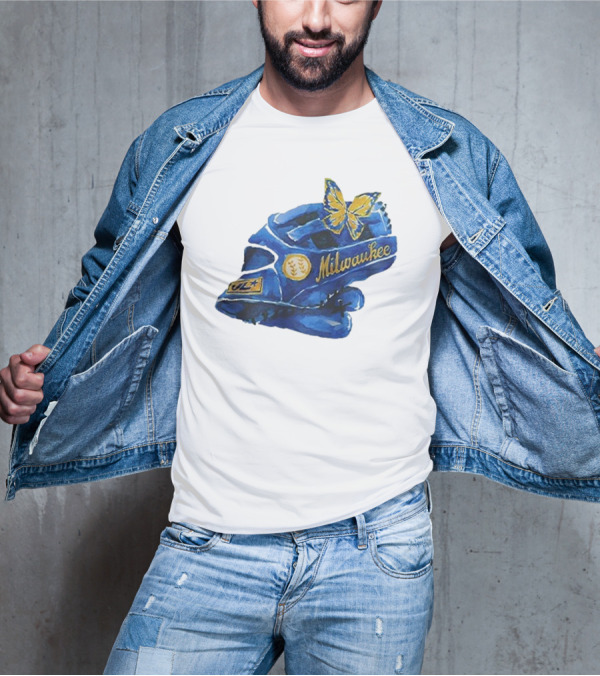 Milwaukee Brewers Hupy And Abraham Day Catcher's Mask With Butterfly And Key Symbols T-Shirt