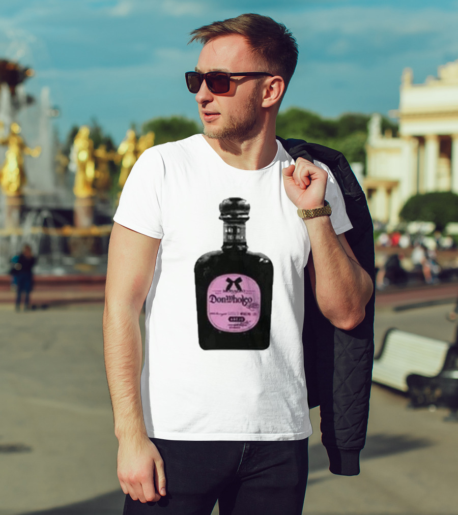 Monaleo Donwholeo Tequila Bottle Pink Label T-Shirt