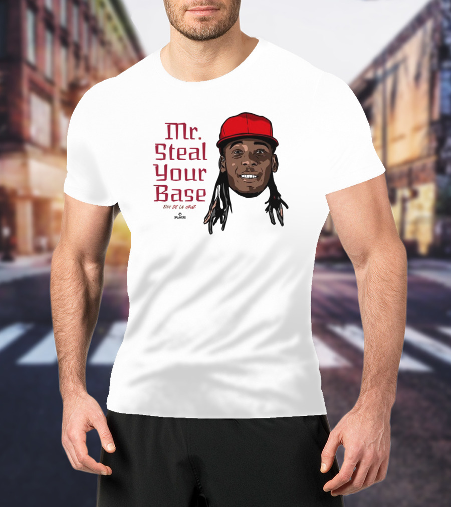 Mr Steal Your Base Elly De La Cruz Red Cap Portrait T-Shirt