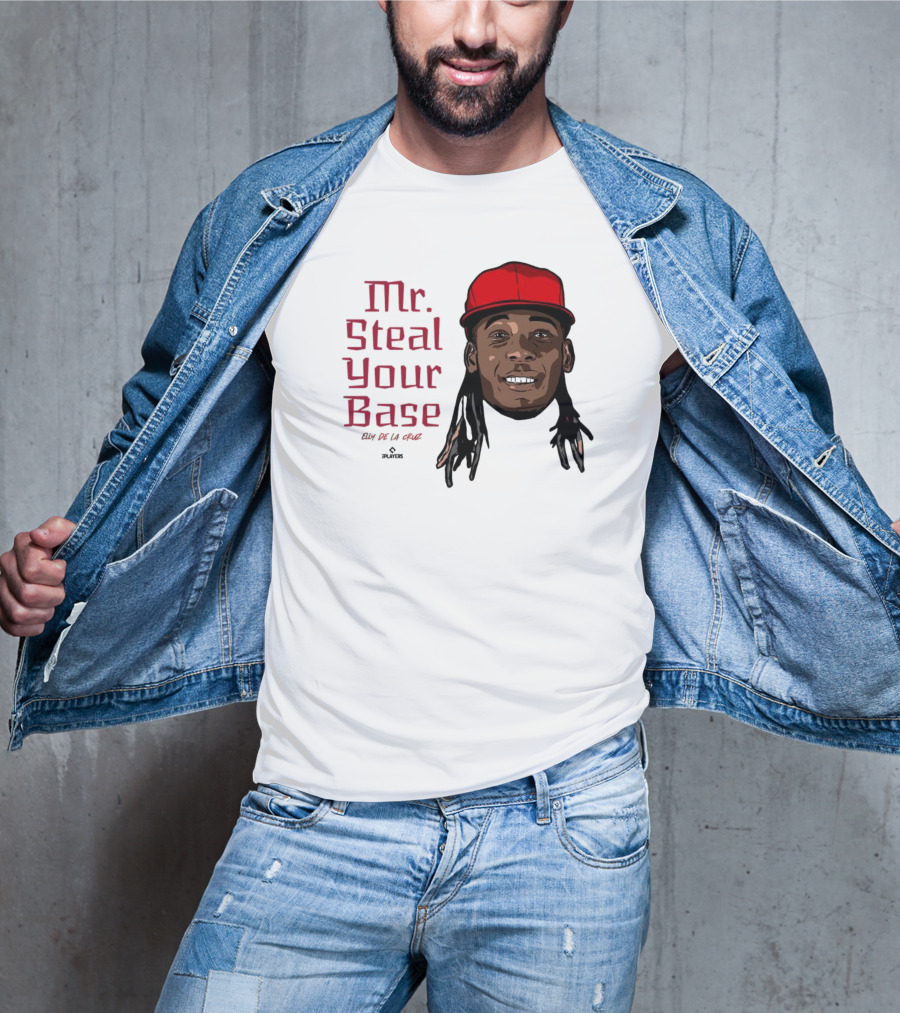 Mr Steal Your Base Elly De La Cruz Red Cap Portrait T-Shirt