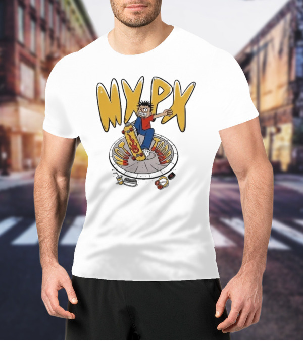 MXPX Today I'm Easy Skateboard Character With Flame Deck T-Shirt