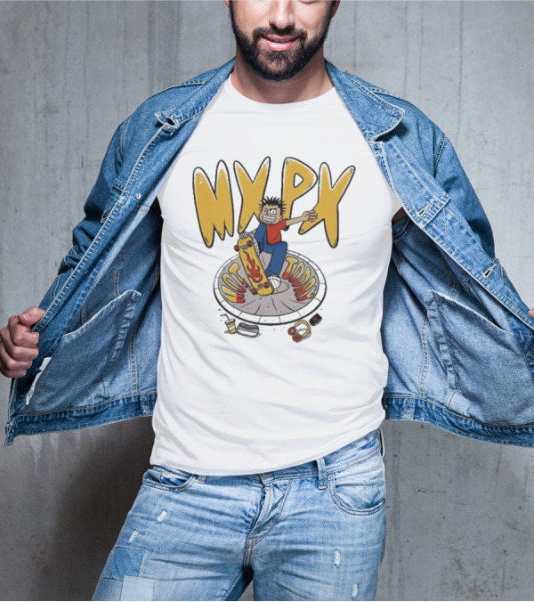 MXPX Today I'm Easy Skateboard Character With Flame Deck T-Shirt