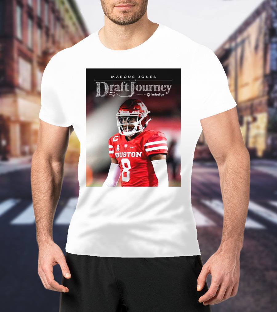 Marcus Jones New England Patriots NFL Draft Journey Houston Football T-Shirt