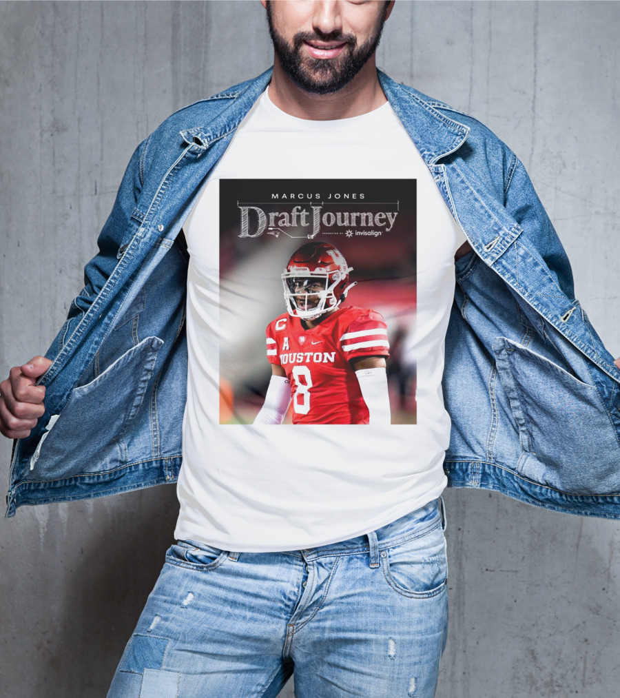 Marcus Jones New England Patriots NFL Draft Journey Houston Football T-Shirt