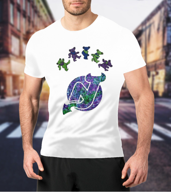 New Jersey Devils Grateful Dead Night 2025 Dancing Bears Iconic Hockey Event T-Shirt