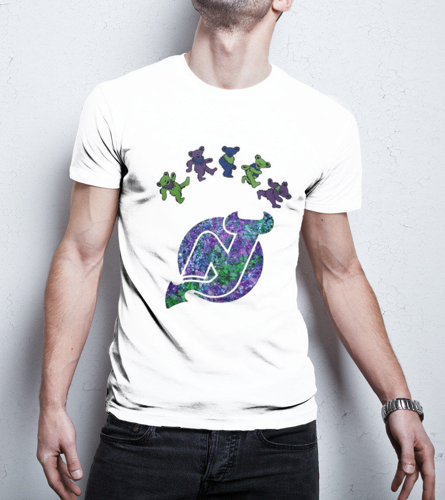 New Jersey Devils Grateful Dead Night 2025 Dancing Bears Iconic Hockey Event T-Shirt