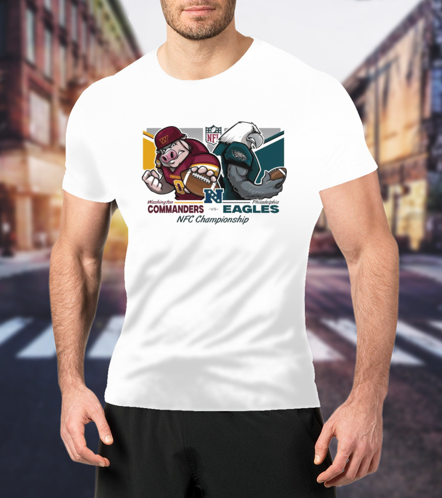 Washington Commanders Vs Philadelphia Eagles NFC Championship January 26 2025 Mascots Showdown T-Shirt
