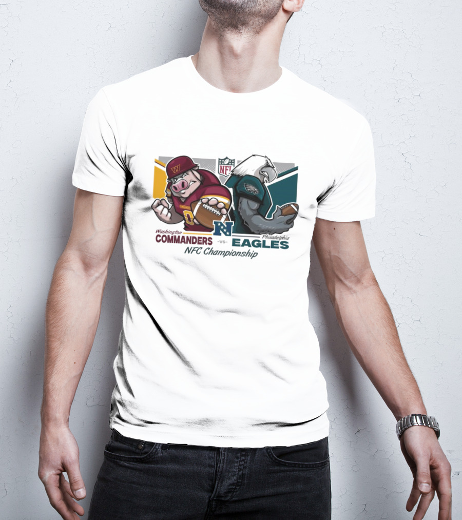 Washington Commanders Vs Philadelphia Eagles NFC Championship January 26 2025 Mascots Showdown T-Shirt