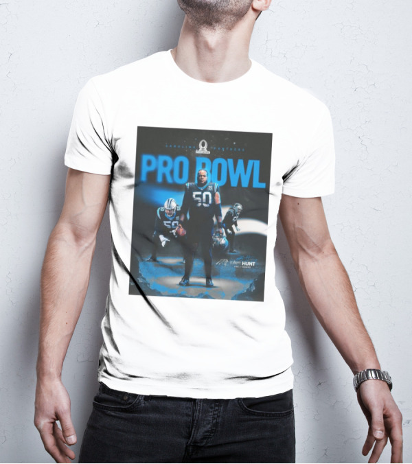 Carolina Panthers Pro Bowl 2025 Robert Hunt 50 Guard Signature NFL T-Shirt