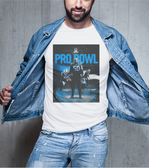 Carolina Panthers Pro Bowl 2025 Robert Hunt 50 Guard Signature NFL T-Shirt