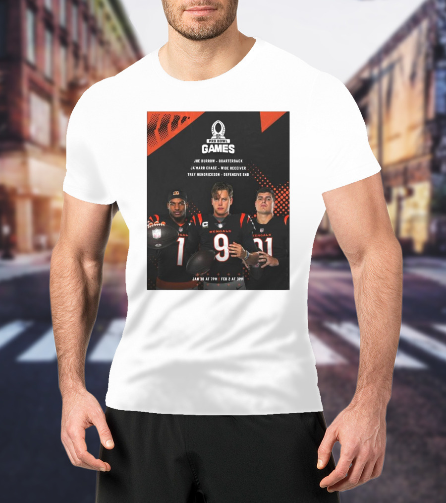 Pro Bowl Games 2025 Joe Burrow Ja’marr Chase Trey Hendrickson Jan 30 Feb 2 Bengals NFL T-Shirt