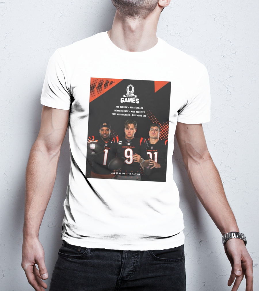 Pro Bowl Games 2025 Joe Burrow Ja’marr Chase Trey Hendrickson Jan 30 Feb 2 Bengals NFL T-Shirt