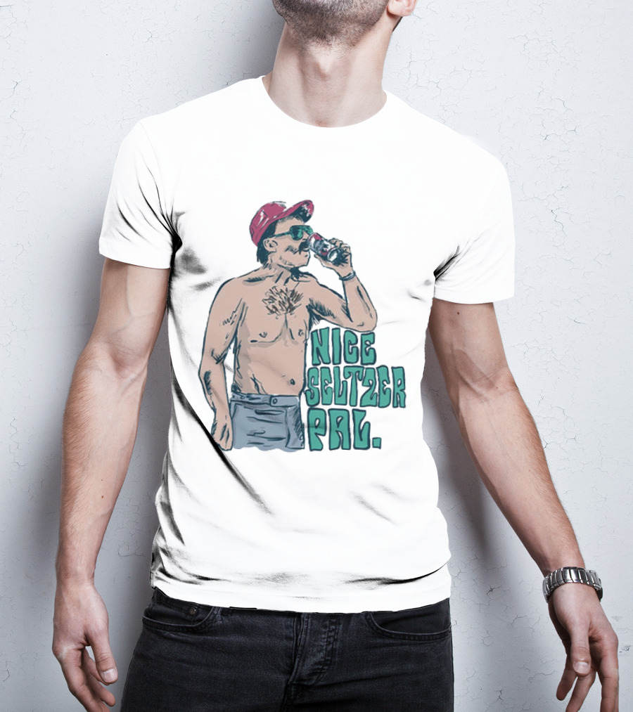 Nice Seltzer Pal 4.0 Cartoon Graphic Of Less Man In Cap And Sunglasses With Drink T-Shirt