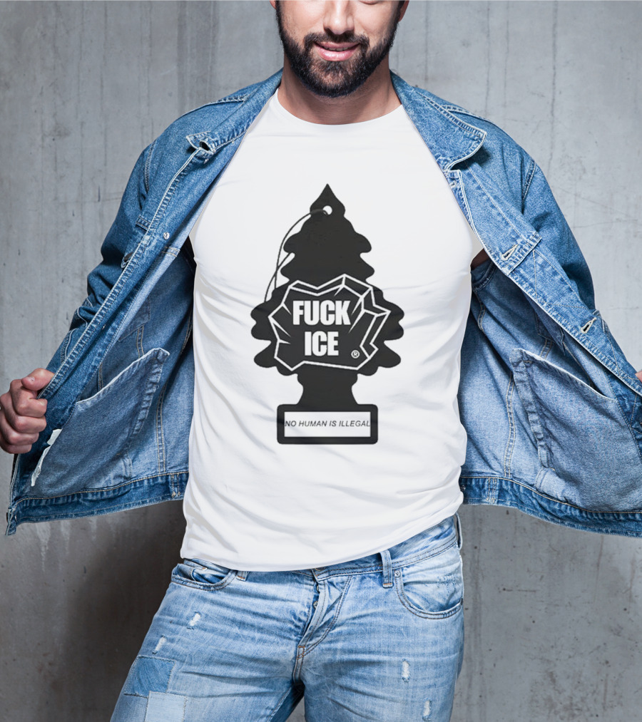 No Human Is Illegal Fuck ICE Tree Shape T-Shirt