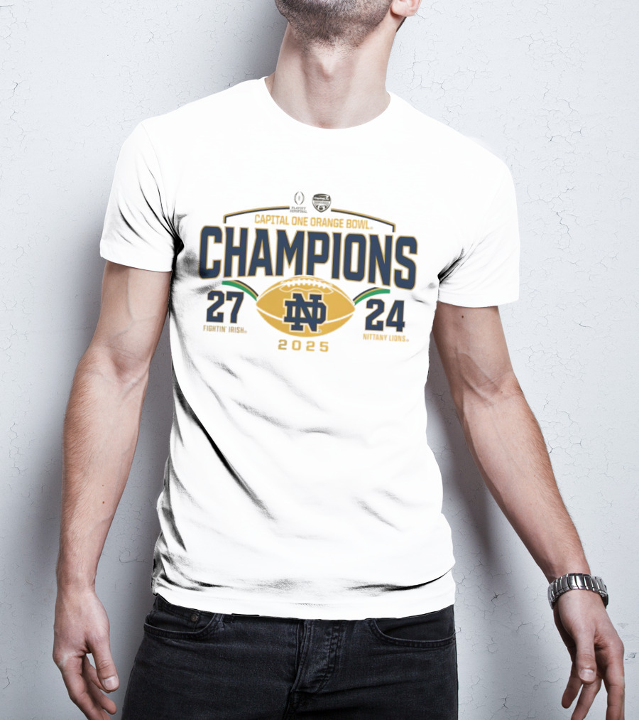 Notre Dame Fighting Irish 2025 Capital One Orange Bowl Champions 27-24 Score T-Shirt