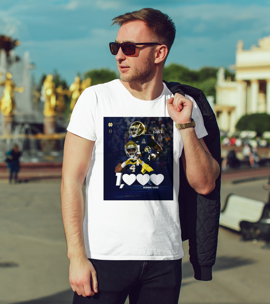 Notre Dame Fighting Irish Jeremiyah Love 1000 Rushing Yards T-Shirt