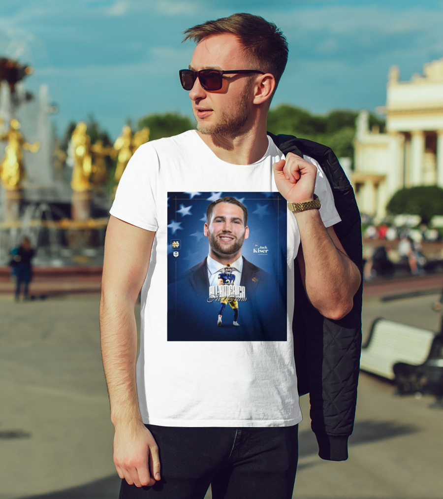 Notre Dame Football CSC Academic All-America First Team Jack Kiser Linebacker 24 Star Background T-Shirt