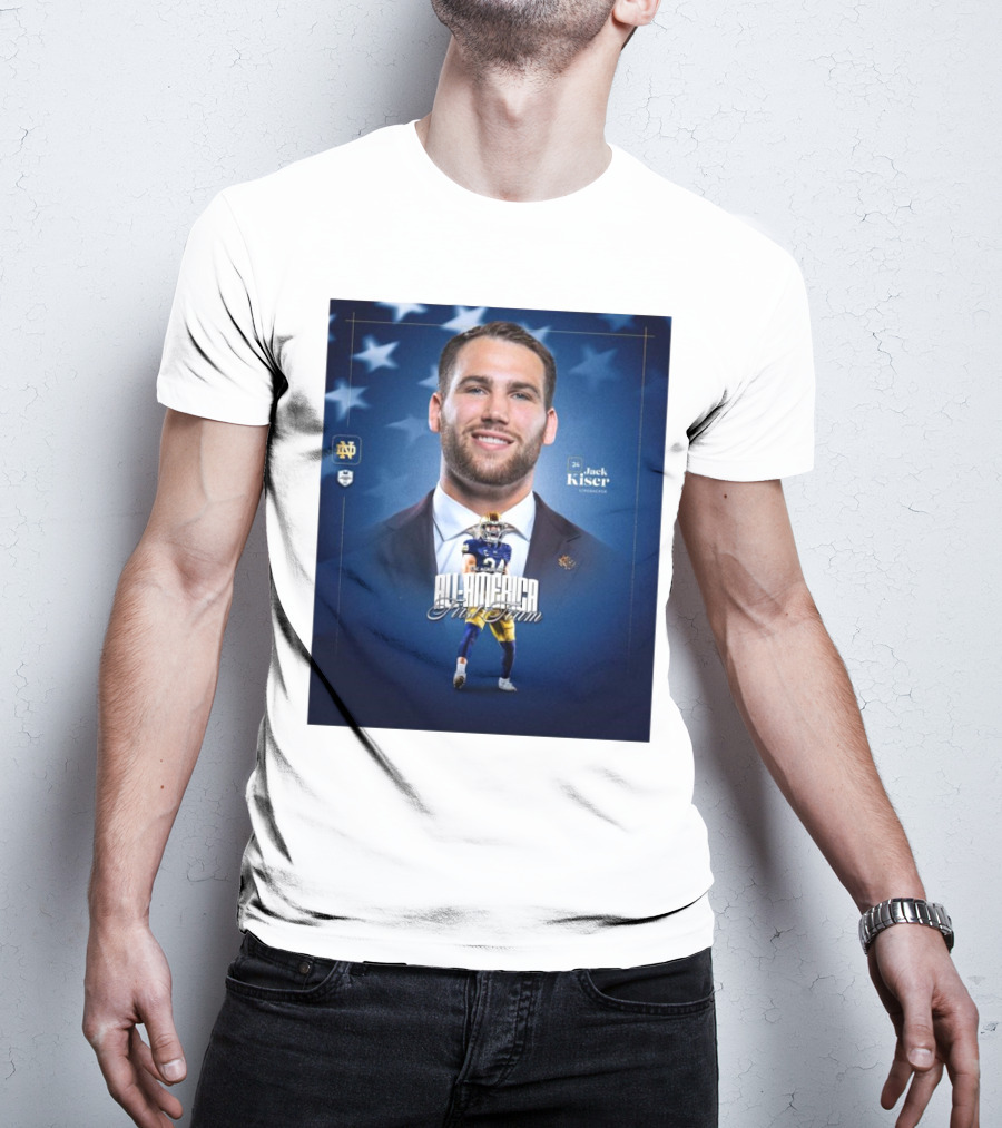 Notre Dame Football CSC Academic All-America First Team Jack Kiser Linebacker 24 Star Background T-Shirt