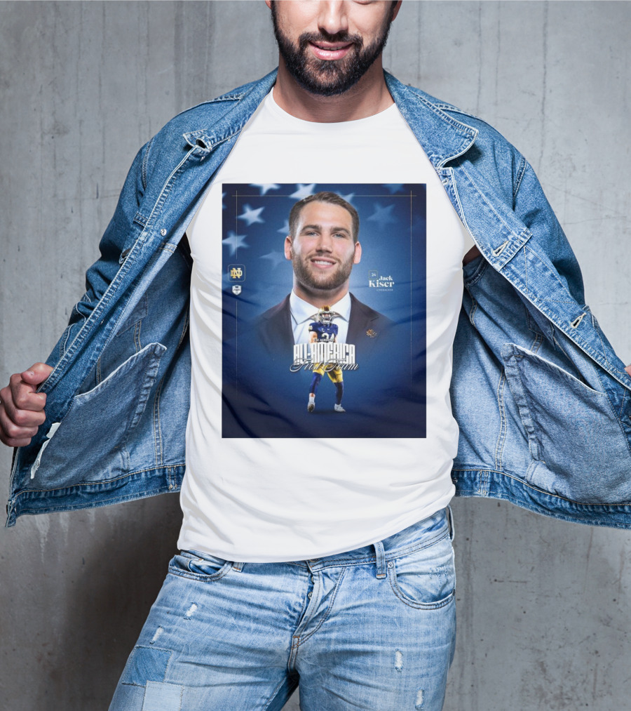 Notre Dame Football CSC Academic All-America First Team Jack Kiser Linebacker 24 Star Background T-Shirt