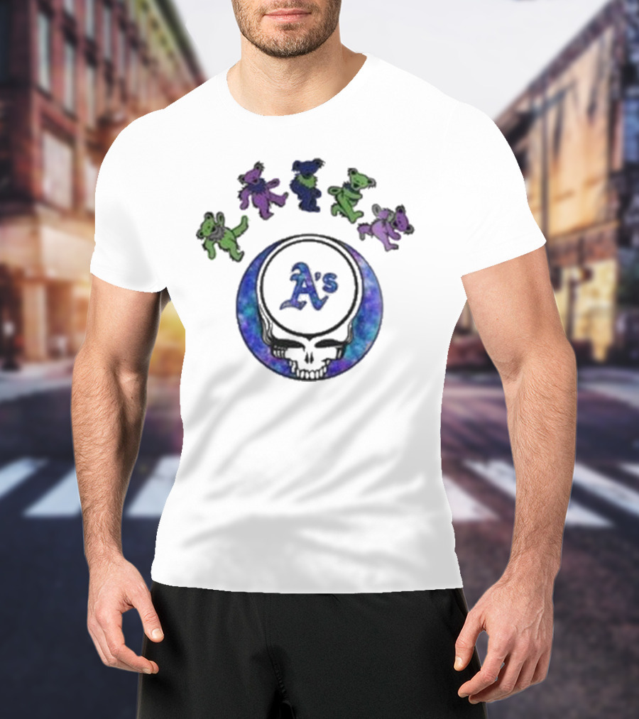 Oakland Athletics Grateful Dead Night 2025 Dancing Bears And Skull T-Shirt