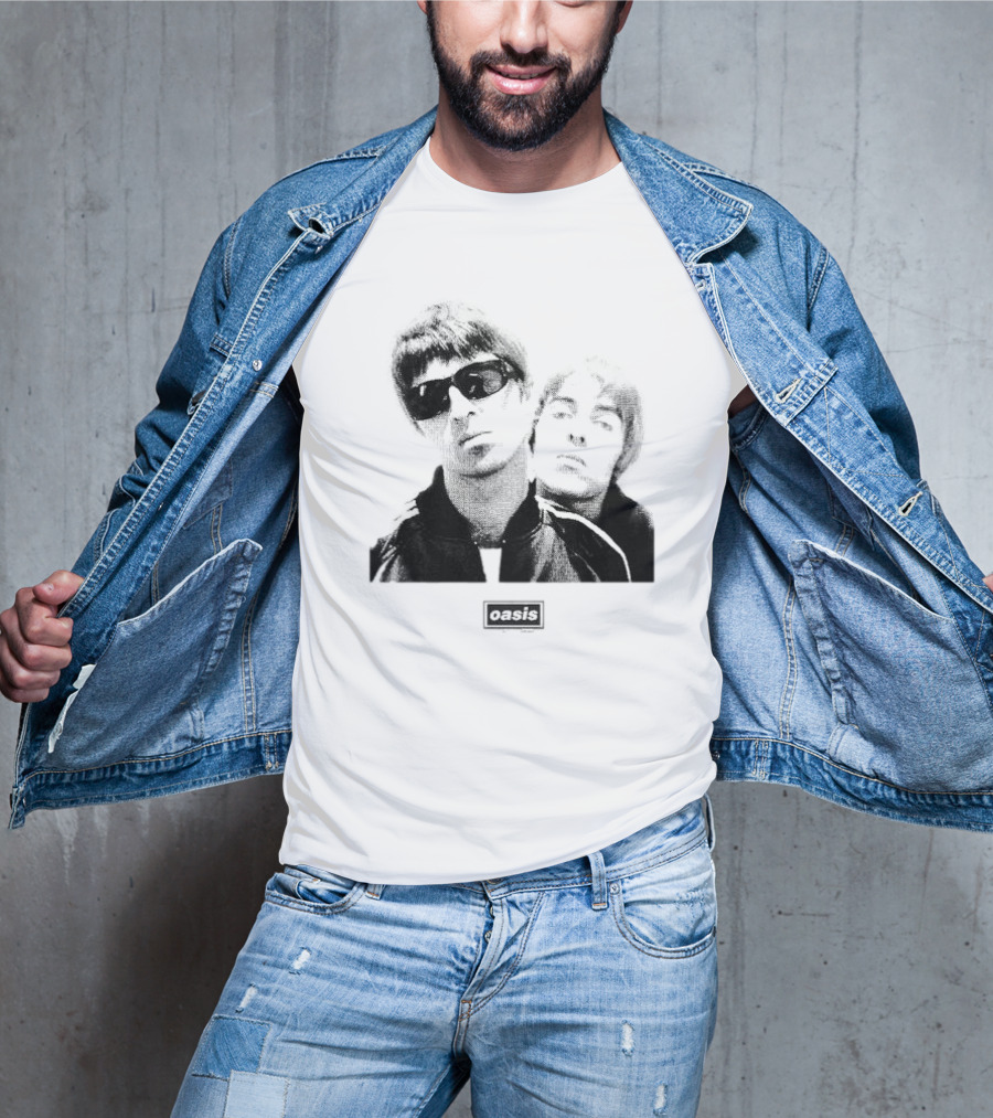 Oasis Boxed Web Exclusive Liam And Noel Gallagher Black And White T-Shirt