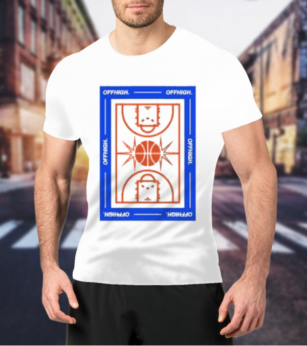 Offhigh Home White Basketball Court Blueprint T-Shirt