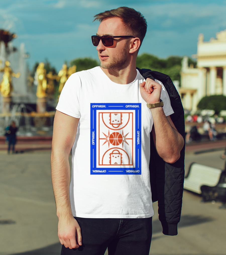 Offhigh Home White Basketball Court Blueprint T-Shirt