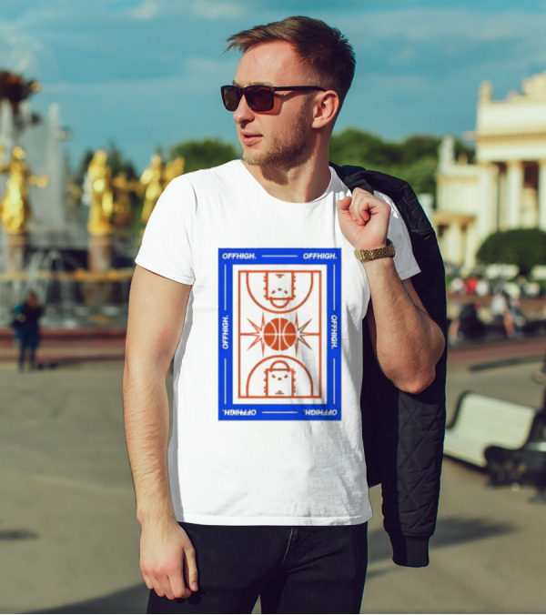 Offhigh Home White Basketball Court Blueprint T-Shirt